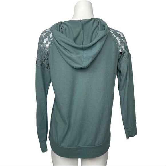Charming Charlie Lace Shoulder Pullover Hoodie S - Picture 3 of 4